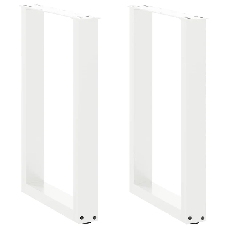 Lot de 2 pieds de table à manger en U 50 x 73 cm robustes modernes ajustables en acier blanc 02_0057417