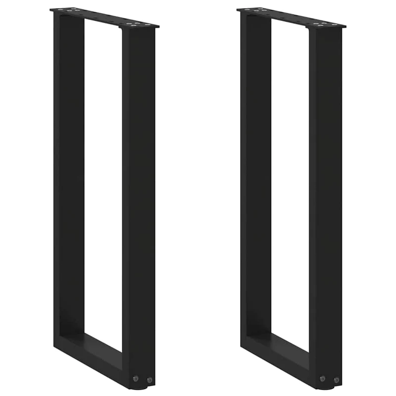 Lot de 2 pieds de table console en U 38 x 73 cm avec niveleurs réglables design moderne en acier noir 02_0057412