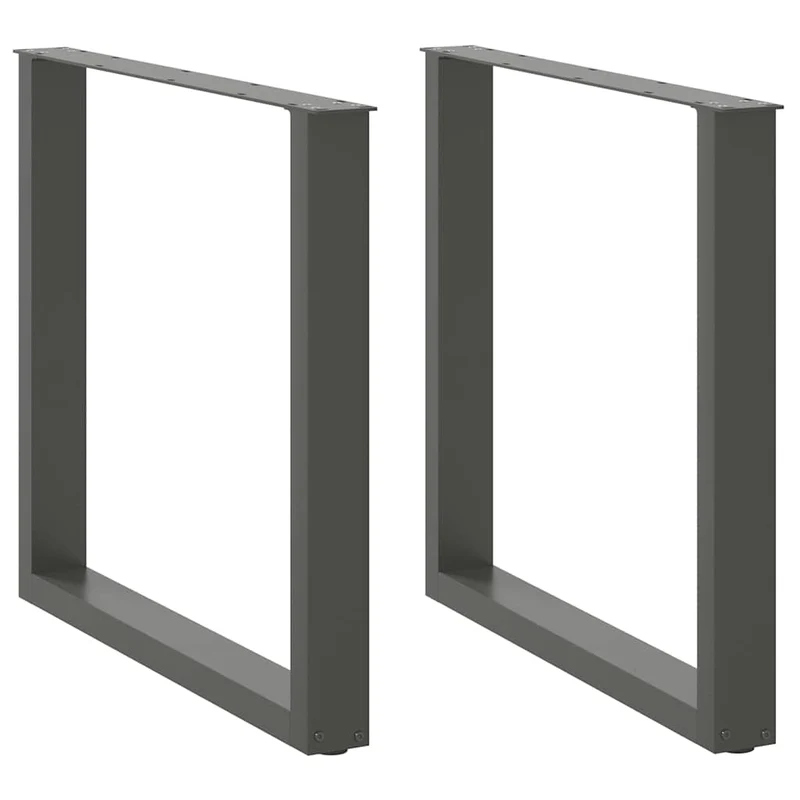 Lot de 2 pieds de table à manger en U 80 x 72-73 cm avec niveleurs réglables design moderne en acier anthracite 02_0057430