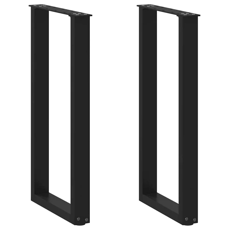 Lot de 2 pieds de console en U ajustables 28 x 73 cm en acier noir 02_0057408