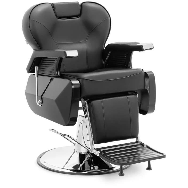 Fauteuil de coiffeur avec repose-pieds 69 cm 150 kg noir acier inoxydable PVC fer chromé mousse synthétique noir 14_0008947