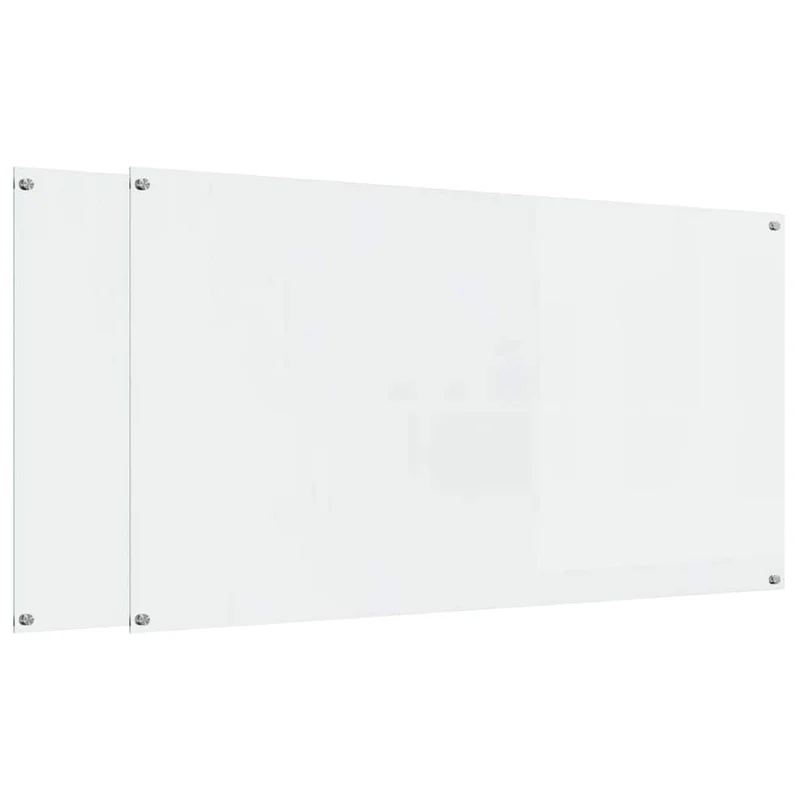 Lot de 2 dosserets de cuisine thermo-résistants 110 x 60 cm design moderne épuré en verre trempé transparent 02_0056264