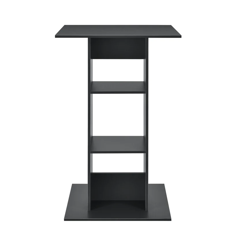 Table de bar bistrot avec 3 étagères de rangement 110 cm gris foncé 03_0006195