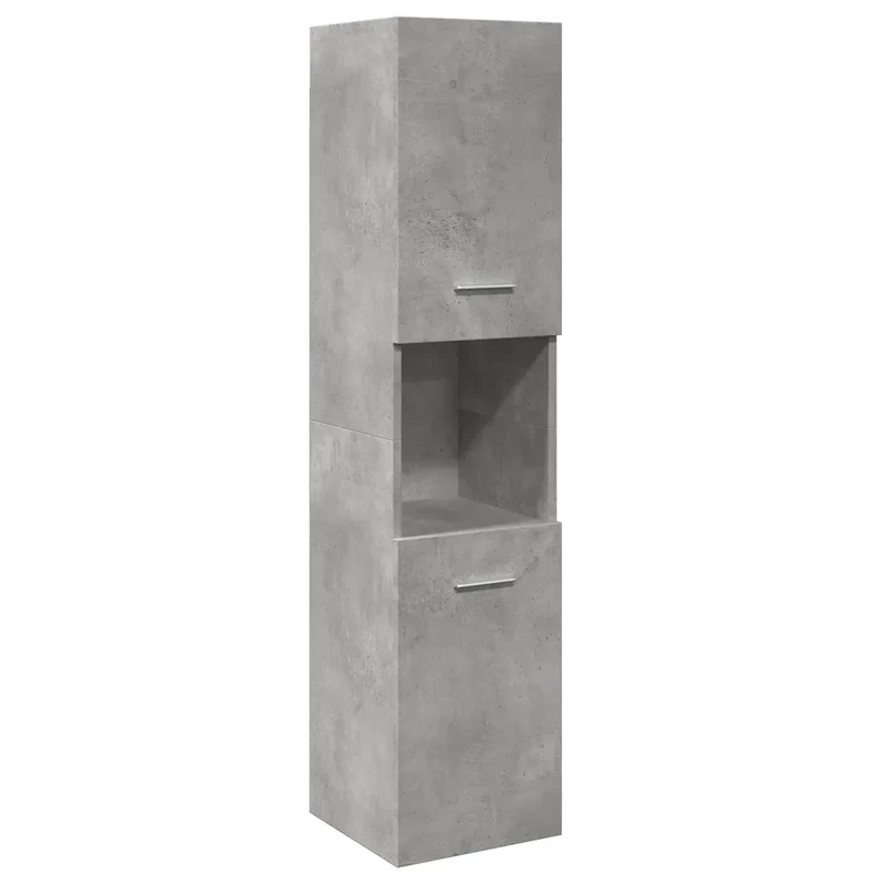 Armoire de salle de bain suspendue gain de place 30 x 30 x 130 cm en bois d'ingénierie gris béton 02_0050804