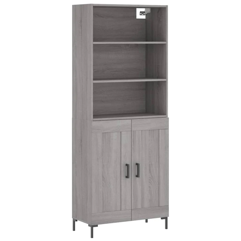 Buffet bahut commode armoire meuble de rangement organisateur cuisine salle de séjour salon haut sonoma 69,5 x 34 x 180 cm bois d'ingénierie gris 02_0035424