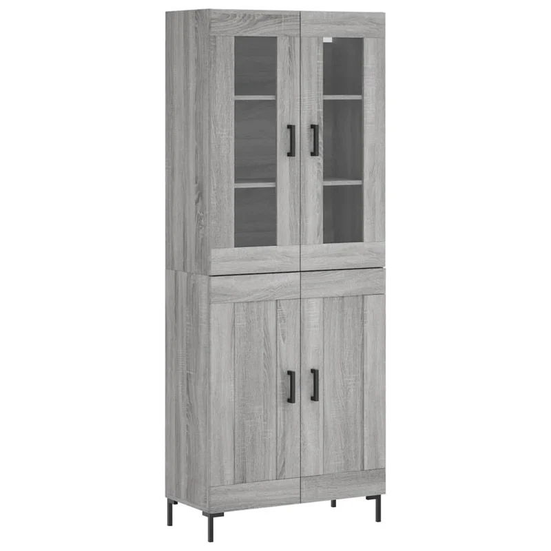 Buffet bahut commode armoire meuble de rangement organisateur cuisine salle de séjour salon haut sonoma 69,5 x 34 x 180 cm bois d'ingénierie gris 02_0035565