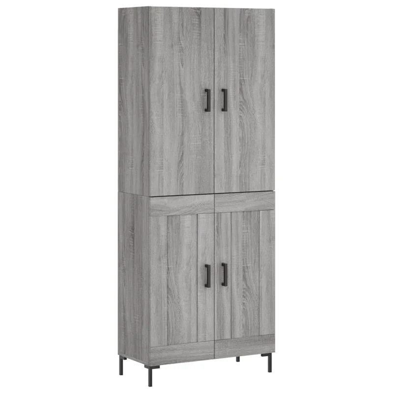 Buffet bahut commode armoire meuble de rangement organisateur cuisine salle de séjour salon haut sonoma 69,5 x 34 x 180 cm bois d'ingénierie gris 02_0035514