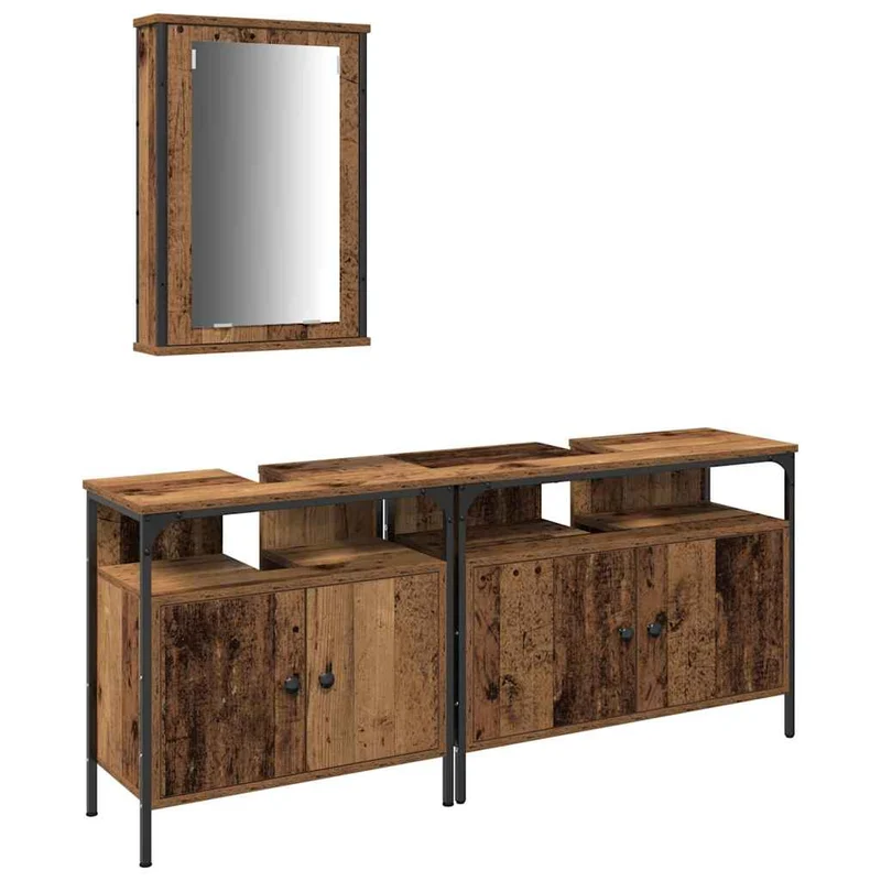 Ensemble de meubles de salle de bain moderne rangement 80 x 30 x 60 cm en bois d'ingénierie marron 02_0055907