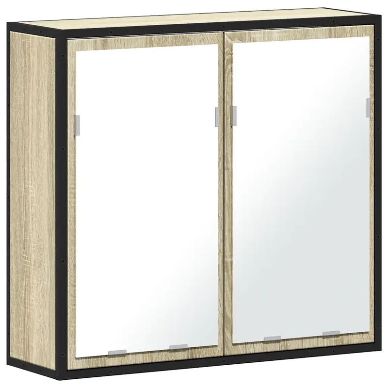 Armoire de salle de bain avec miroir fixation murale 65 x 20 x 60 cm style industriel en bois chêne sonoma 02_0049648