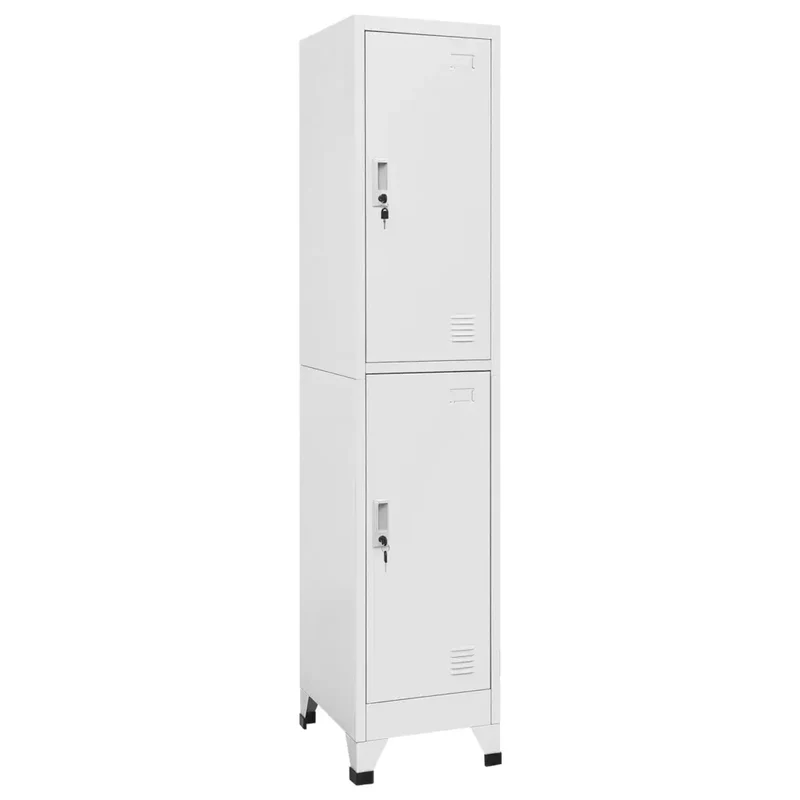 Armoire à casier 2 compartiments avec porte verrouillable 38 x 45 x 180 cm style industriel en acier gris 02_0046288