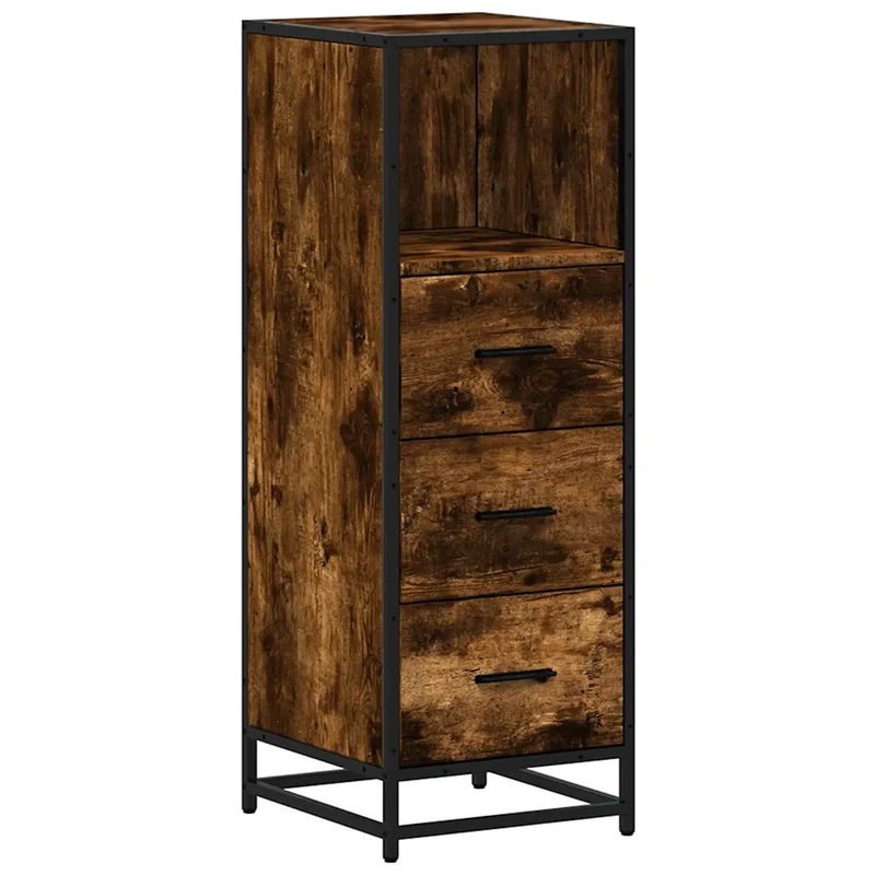 Armoire de salle de bain design industriel rangement 35 x 37,5 x 100 cm en bois d'ingénierie chêne fumé 02_0049644