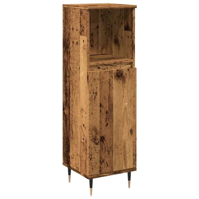 Armoire de salle de bain bois d'ingénierie vintage 30 x 30 x 100 cm rangement flexible style industriel en vieux bois 02_0051085