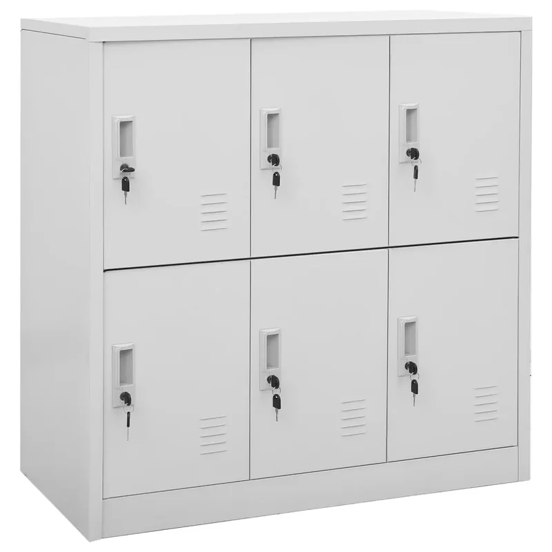 Armoire à casiers moderne rangement 90 x 45 x 92,5 cm avec serrures et grande capacité en acier gris clair 02_0046923