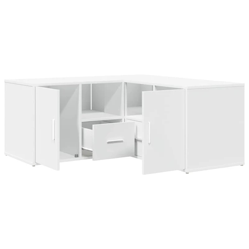 Armoire d'angle blanche design pratique grand rangement 160 x 40 x 45 cm en bois d'ingénierie blanc 02_0055647