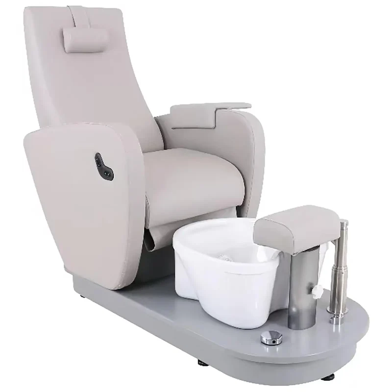 Fauteuil pédicure électrique avec bain de pieds 105 w 200 kg gris pvc pu acier mousse synthétique gris 14_0009012