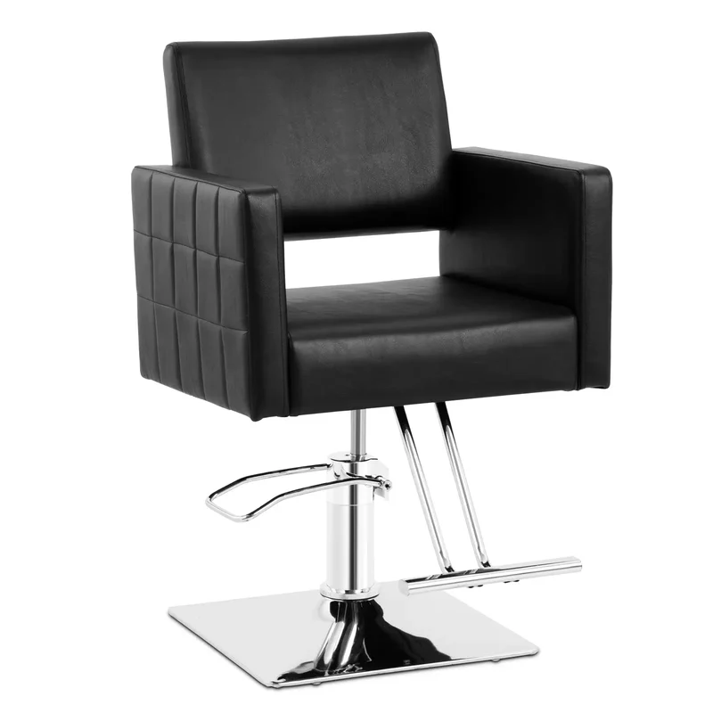 Fauteuil de coiffure ribbleton avec repose-pieds hauteur d'assise 45-55 cm 150 kg noir pu contreplaqué acier mousse noir 14_0008983