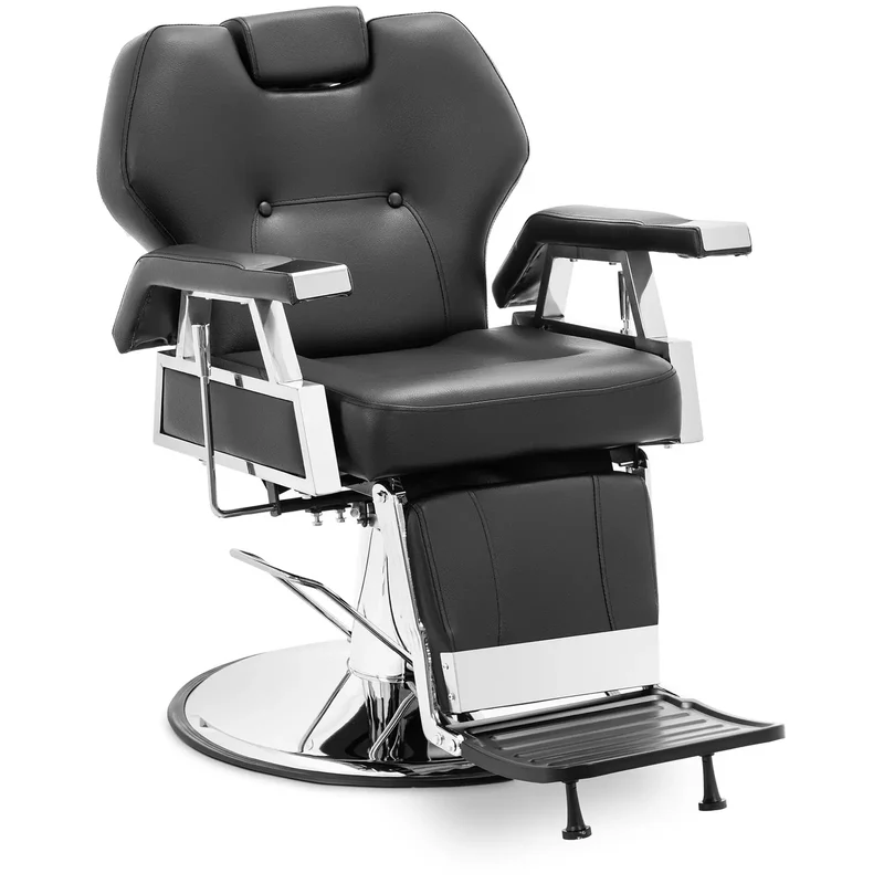 Fauteuil de coiffeur avec repose-pieds 59-69 cm 150 kg noir acier inoxydable caoutchouc pu acier chromé bois mousse synthétique noir 14_0008949