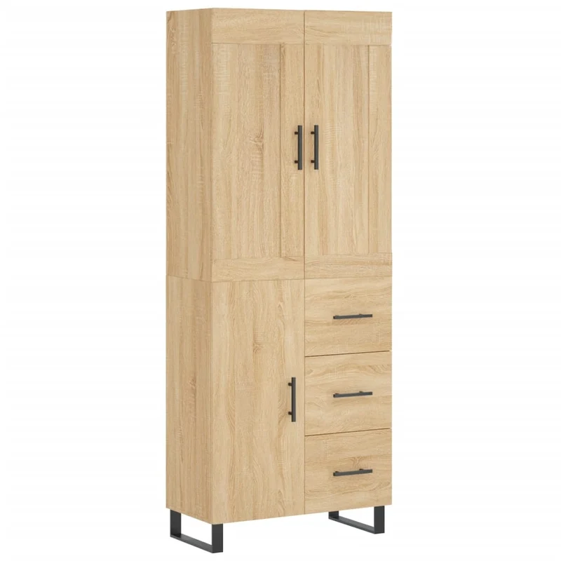 Buffet bahut commode armoire meuble de rangement organisateur cuisine salle de séjour salon haut sonoma 69,5 x 34 x 180 cm bois d'ingénierie marron 02_0034139