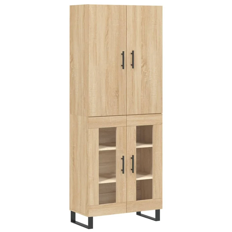 Buffet bahut commode armoire meuble de rangement organisateur cuisine salle de séjour salon haut sonoma 69,5 x 34 x 180 cm bois d'ingénierie marron 02_0034143