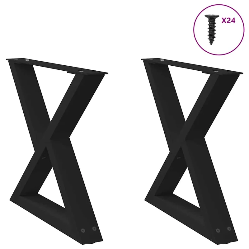 Lot de 2 pieds de table basse modernes avec patins réglables 50 x 42-43,3 cm en acier noir 02_0056990