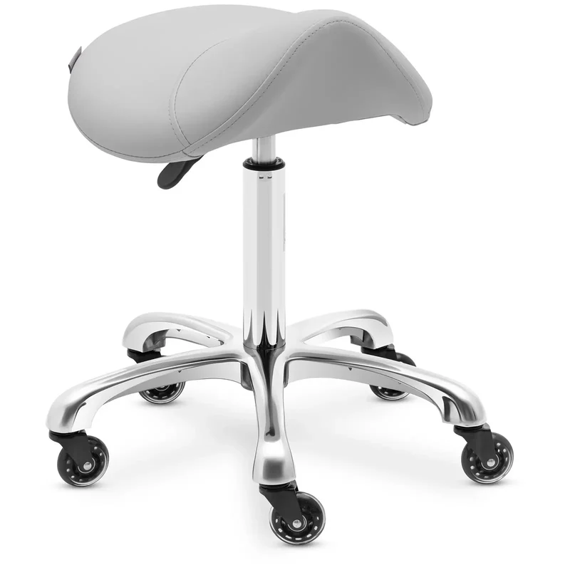 Tabouret selle de cheval 150 kg alliage d'aluminium PVC PU contreplaqué mousse synthétique gris pâle 14_0010087