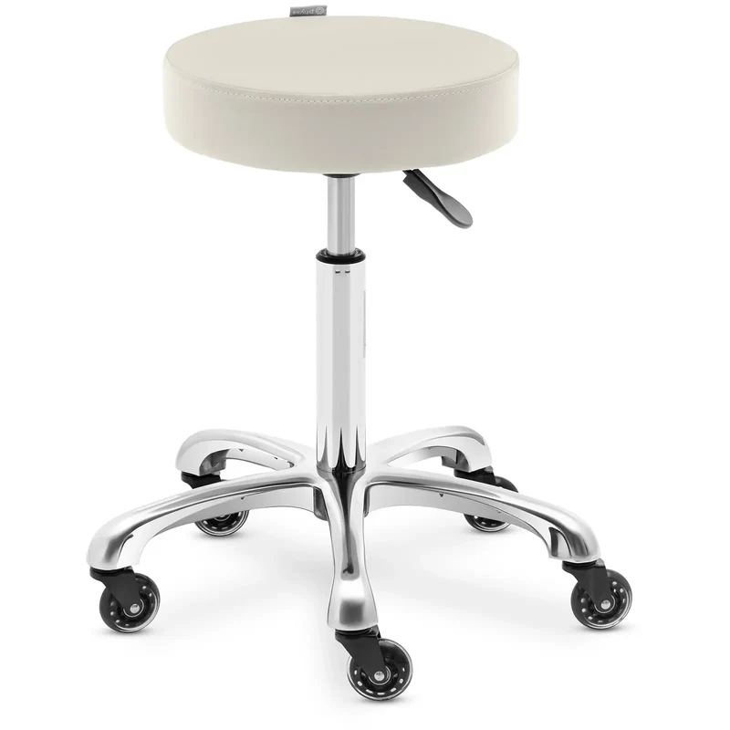 Tabouret de coiffure 150 kg beige alliage d'aluminium pvc pu contreplaqué mousse synthétique beige 14_0010073