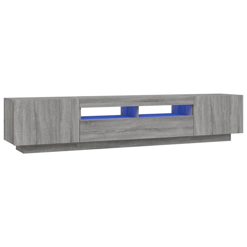 Ensemble de meubles armoire buffet TV télévision salon chambre séjour avec lumières LED 2 pièces sonoma gris 02_0025337