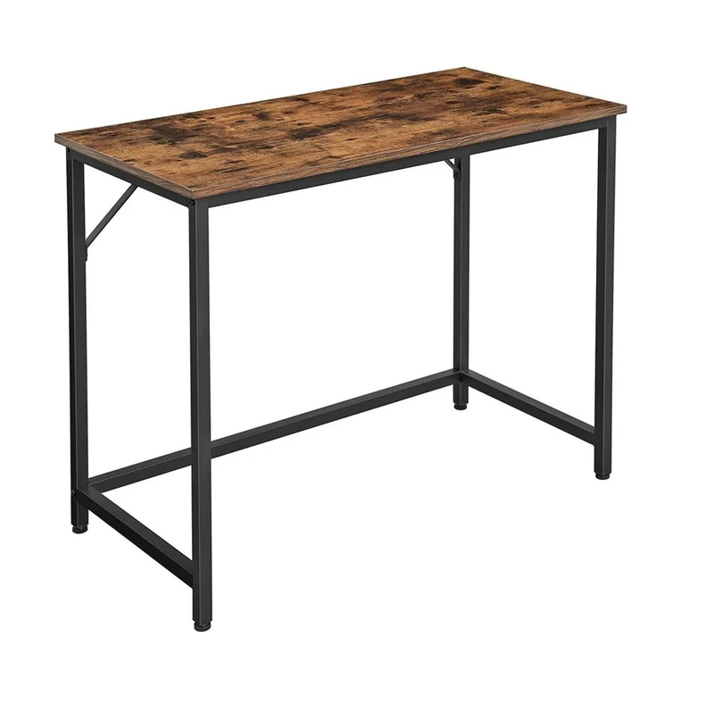 bureau table poste de travail petite taille 100 x 50 x 75 cm pour bureau salon chambre assemblage simple métal style industriel marron rustique 12_0001337