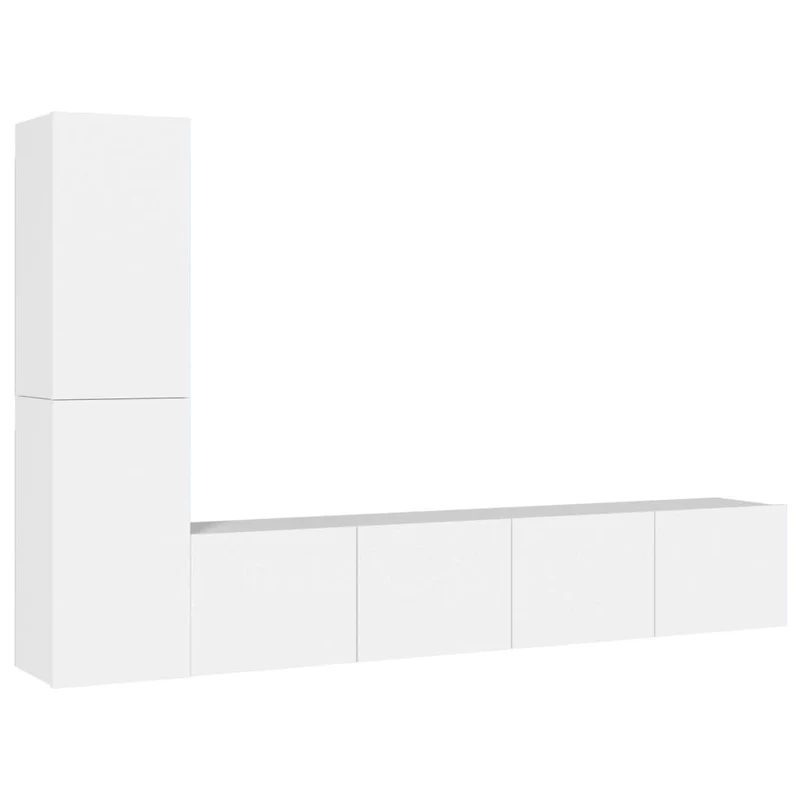 Ensemble de meubles armoire buffet TV télévision salon chambre séjour 4 pièces bois d'ingénierie blanc 02_0024682