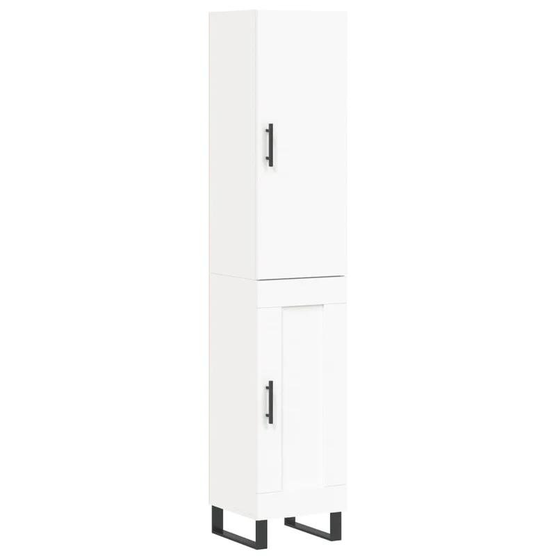 Buffet bahut commode armoire meuble de rangement organisateur cuisine salle de séjour salon haut 34,5 x 34 x 180 cm bois d'ingénierie blanc 02_0032340