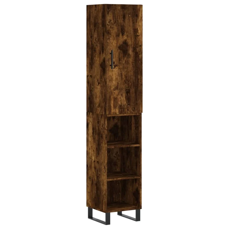 Buffet bahut commode armoire meuble de rangement organisateur cuisine salle de séjour salon haut 34,5 x 34 x 180 cm bois d'ingénierie marron 02_0033260