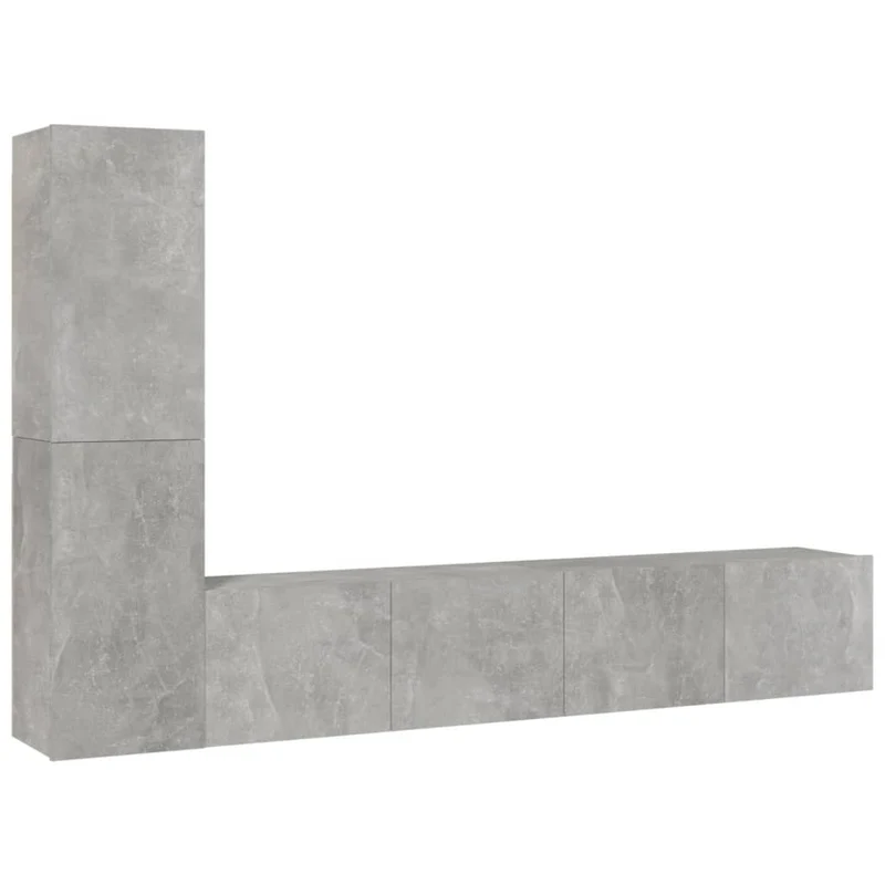 Ensemble de meubles armoire buffet TV télévision salon chambre séjour 4 pièces bois d'ingénierie gris 02_0024704
