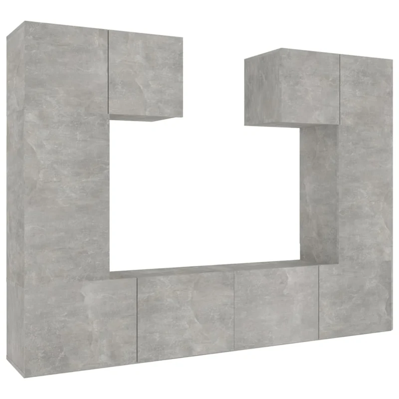 Ensemble de meubles armoire buffet TV télévision salon chambre séjour 6 pièces bois d'ingénierie gris 02_0025037