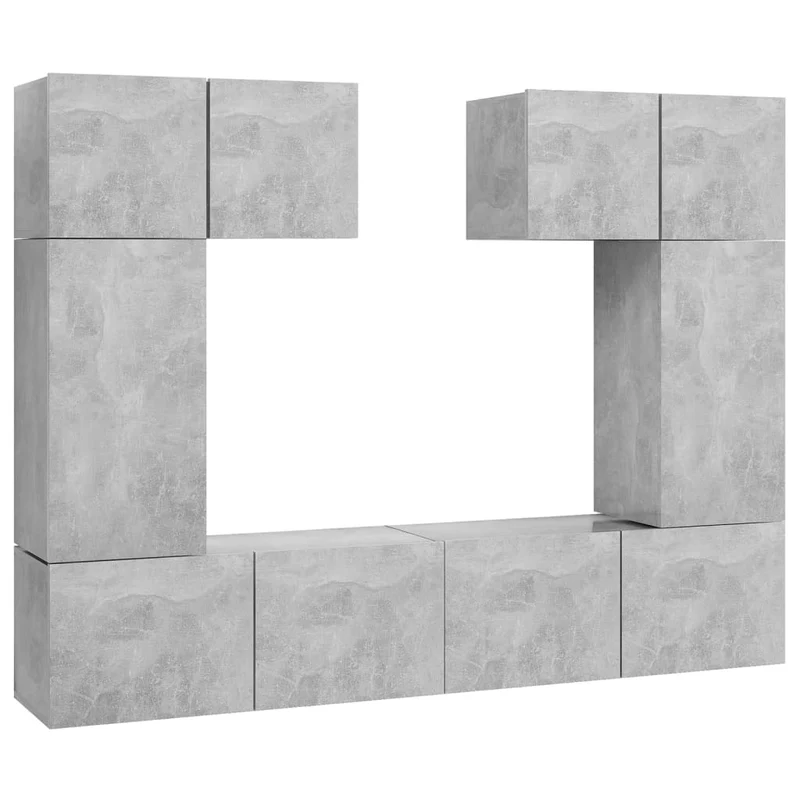 Ensemble de meubles armoire buffet TV télévision salon chambre séjour 6 pièces bois d'ingénierie gris 02_0024317