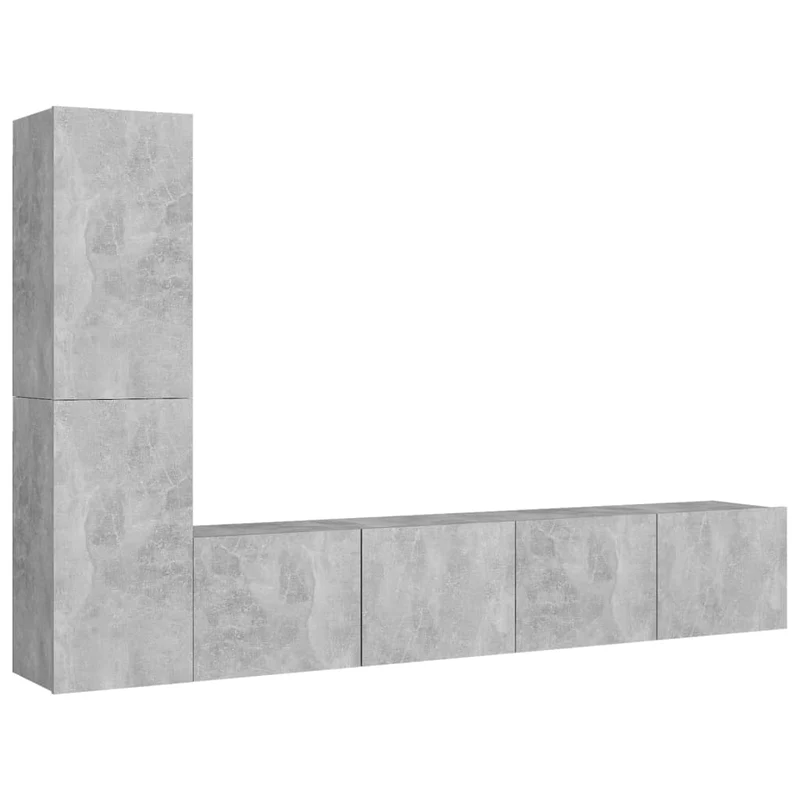Ensemble de meubles armoire buffet TV télévision salon chambre séjour 4 pièces bois d'ingénierie gris 02_0024715