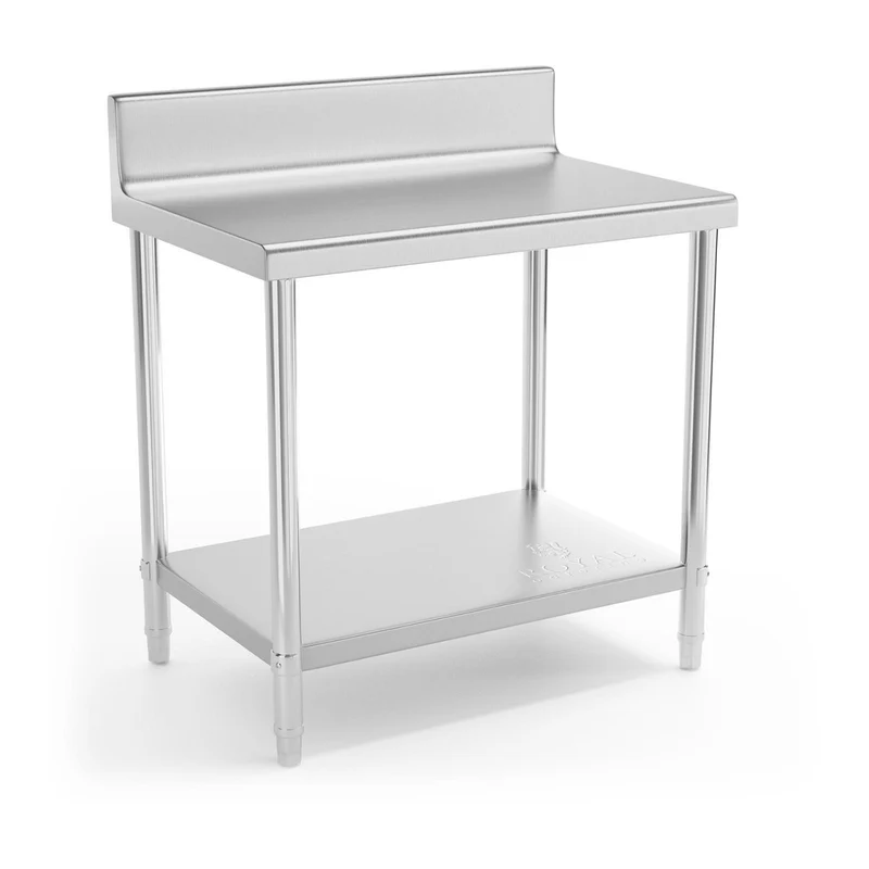Table de travail cuisine professionnelle acier inox 90 x 60 cm avec rebord capacité de charge de 210 kg 14_0003665