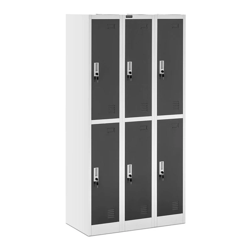 Armoire vestiaire 6 casiers 6 compartiments 180 cm gris 14_0000478