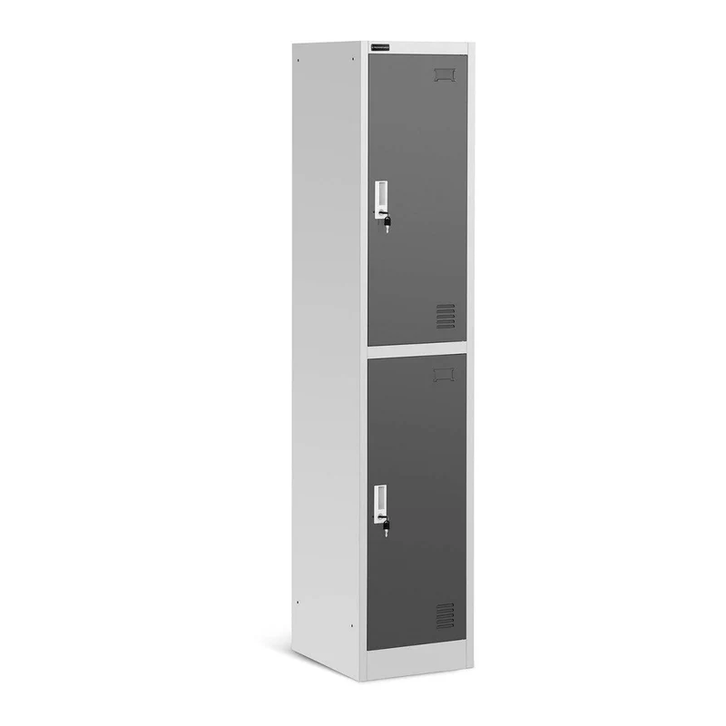 Armoire vestiaire 2 compartiments 2 étagères capacité 80 kg gris 14_0000474