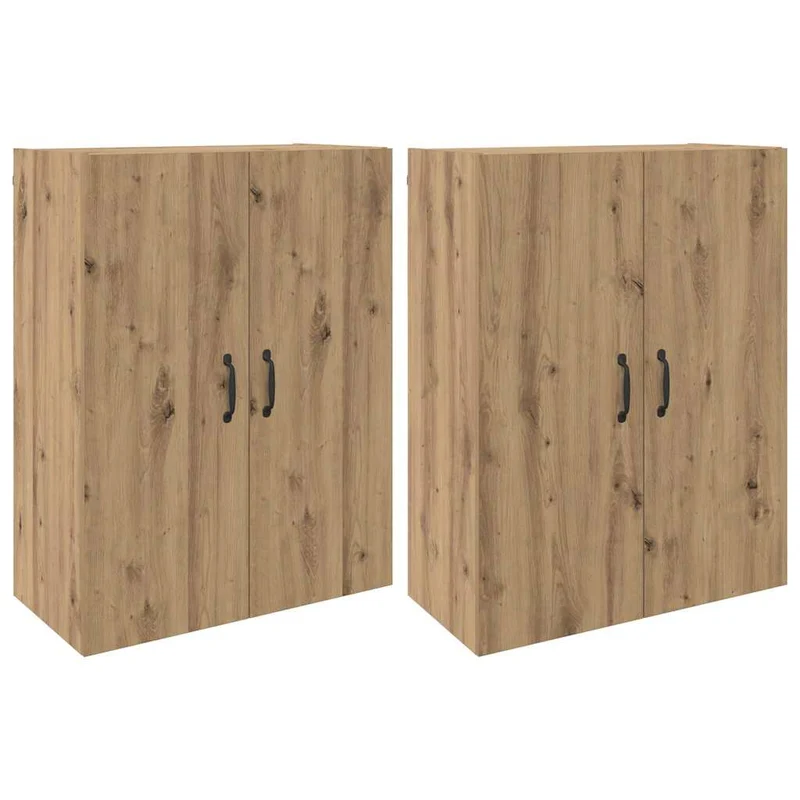 Lot de 2 armoires murales modernes avec 4 portes rangement salon 69,5 x 34 x 90 cm en bois d'ingénierie chêne artisanal 02_0056056