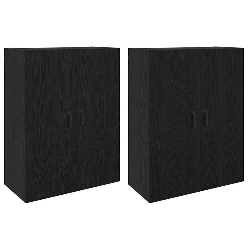 Lot de 2 armoires murales modernes avec 4 portes à charnières 69,5 x 34 x 90 cm en bois d'ingénierie chêne noir 02_0056057