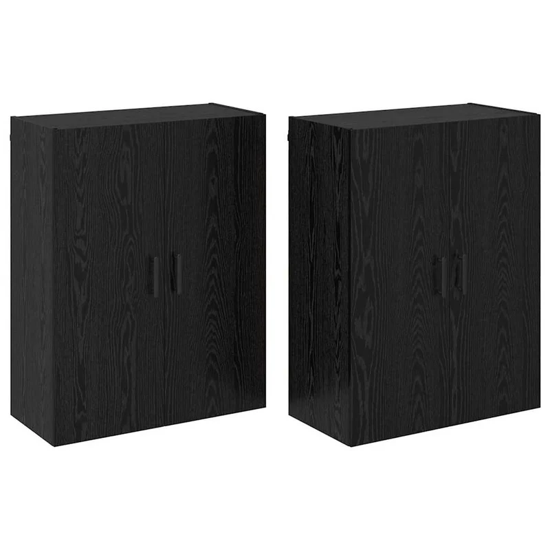 Lot de 2 armoires murales modernes avec portes à charnières 69,5 x 34 x 90 cm en bois d'ingénierie chêne noir 02_0056051