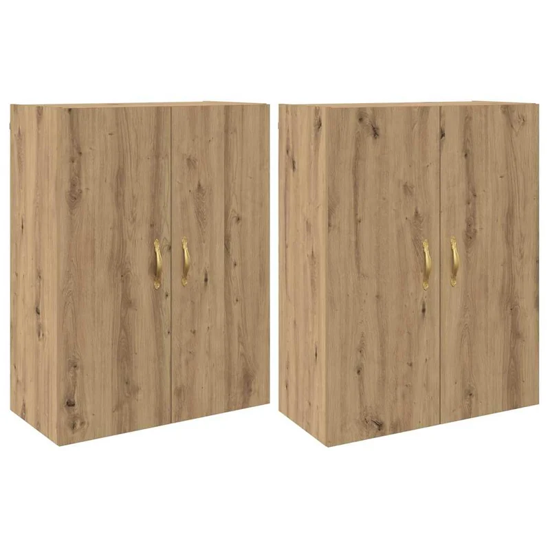 Lot de 2 armoires murales modernes avec 4 portes à charnières 69,5 x 34 x 90 cm en bois d'ingénierie chêne artisanal 02_0056044