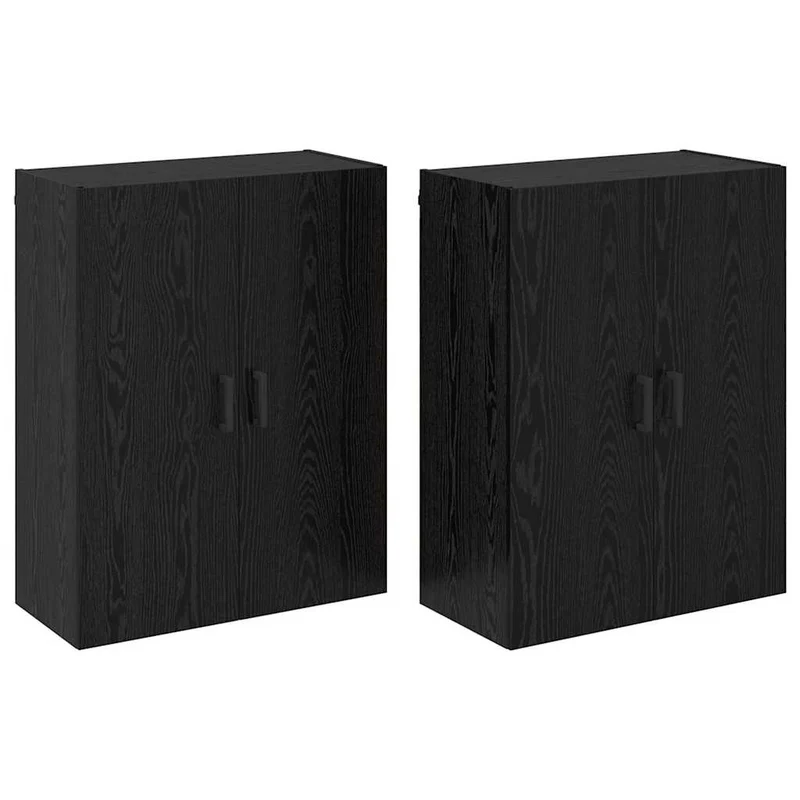 Lot de 2 armoires murales modernes 69,5 x 34 x 90 cm avec grand espace de rangement épuré en bois d'ingénierie chêne noir 02_0056036