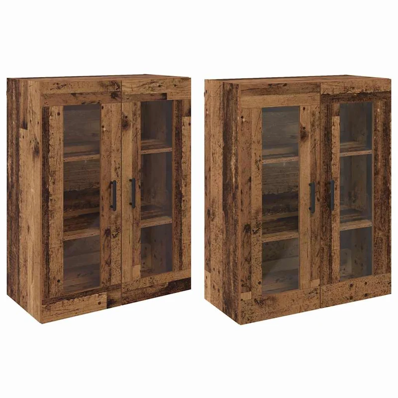 Lot de 2 armoires murales pratiques style contemporain 69,5 x 34 x 90 cm en bois d'ingénierie bois ancien 02_0056067