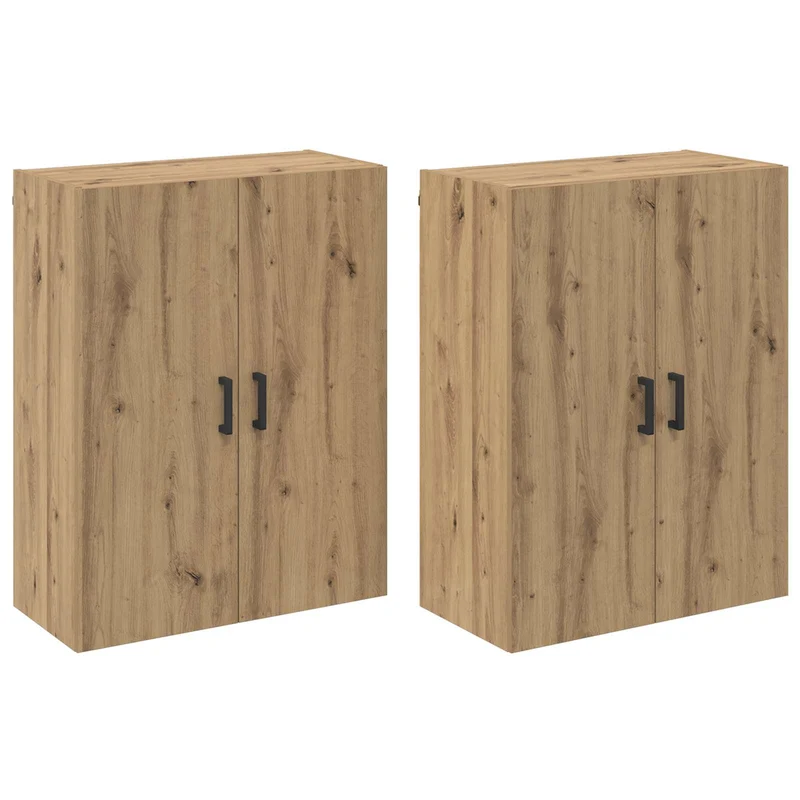 Lot de 2 armoires murales modernes optimisées rangement 69,5 x 34 x 90 cm en bois d'ingénierie chêne artisanal 02_0056035