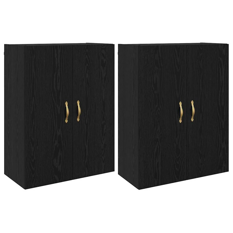 Lot de 2 armoires murales modernes 69,5 x 34 x 90 cm parfaites espace de rangement style épuré en bois d'ingénierie noir 02_0056045