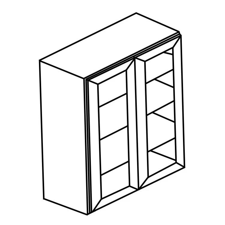 W3336GD(GRS) Grey Shaker Solid Wood Wall Kitchen Cabinet - Glass Door Only