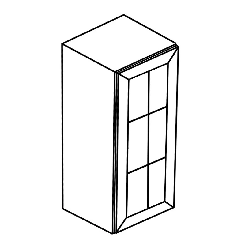 W1536GD(GRS) Grey Shaker Solid Wood Wall Kitchen Cabinet - Glass Door Only