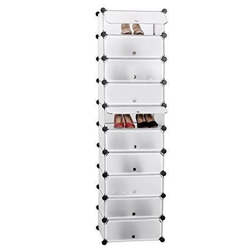 Armoire étagère rangement montage simple système enfichable 10 compartiments blanc 2012057
