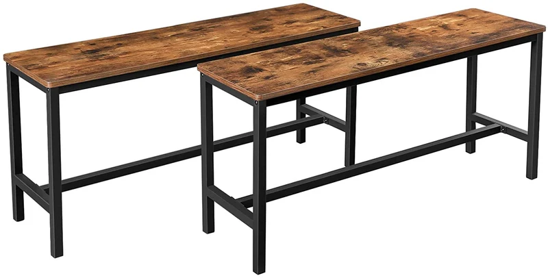 Lot de 2 sièges bancs de salle à manger pour cuisine style industriel 108 x 32 5 x 50 cm cadre métallique durable pour cuisine salle à manger salon marron rustique 12_0000024/2